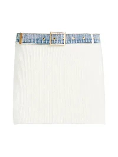 Ser.o.ya Women's Cape Knit Denim Skirt In White Coastline
