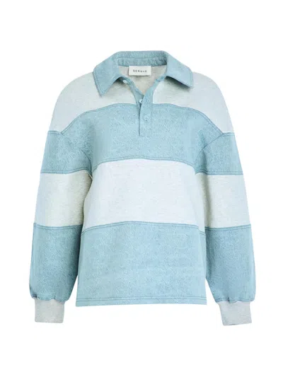Ser.o.ya Women's Cher Striped Mixed-media Polo Sweatshirt In Multi