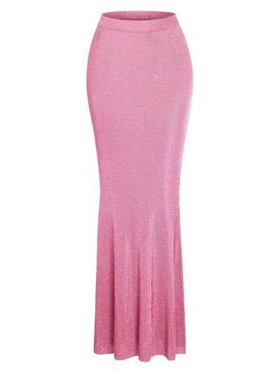 Ser.o.ya Women's Harmony Metallic Knit Maxi Skirt In Bubblegum Pink