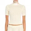 Ser.o.ya Josie Pointelle-knit Top In Neutral
