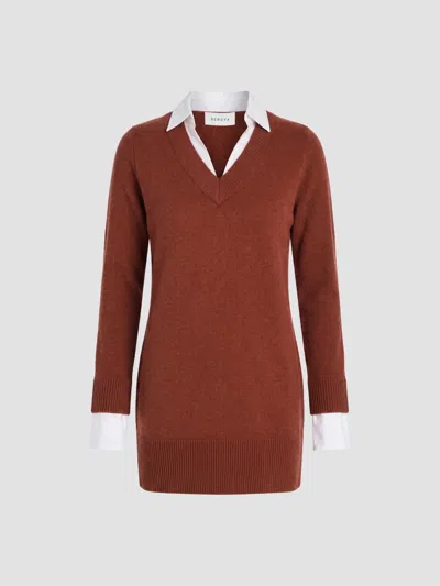 Ser.o.ya Women's Karli Mixed-media Knit Mini Sweaterdress In Brown