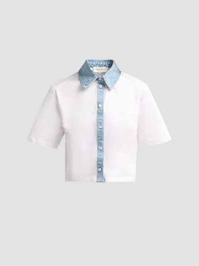 Ser.o.ya Women's Kelsie Stretch-cotton Denim-trim Top In White