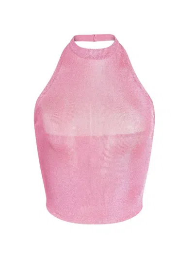 Ser.o.ya Women's Minnie Metallic Knit Halter Top In Bubblegum Pink