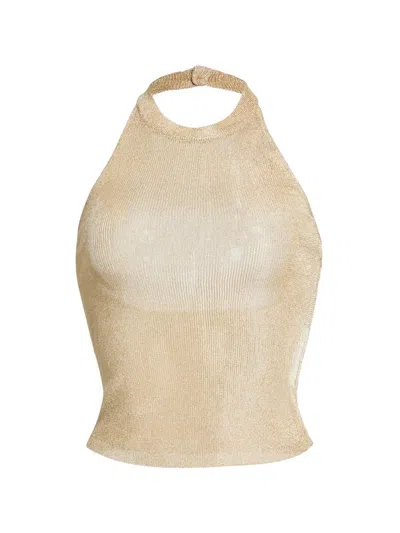 Ser.o.ya Women's Minnie Metallic Knit Halterneck Top In Gold