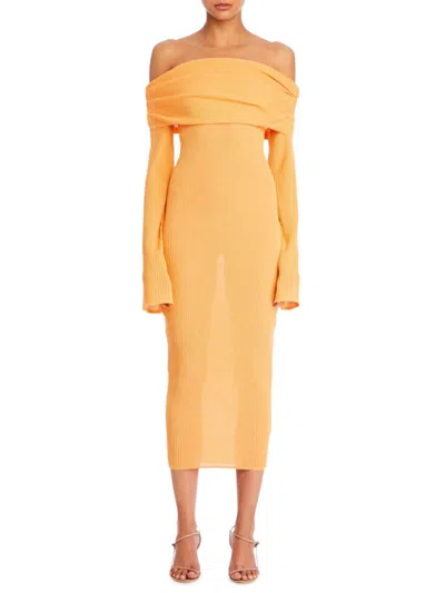 Ser.o.ya Seroya Tallulah Rib Knit Midi Dress In Papaya