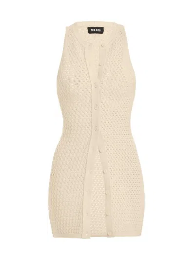 Ser.o.ya Women's Tilli Knit Crochet Vest Top In Linen Beige