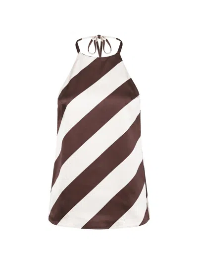 Ser.o.ya Women's Tilly Striped Satin Halter Top In Brown