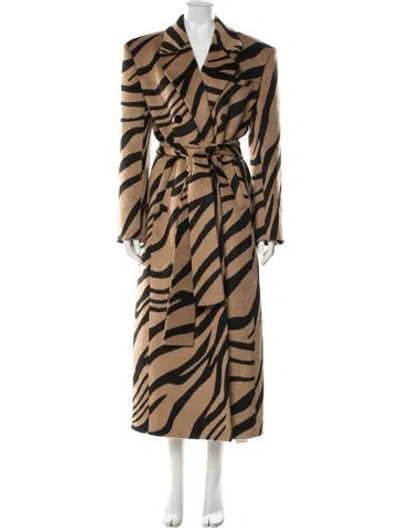 Pre-owned Ser.o.ya Wool Animal Print Coat In Brown