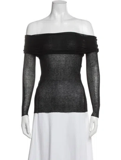 Pre-owned Ser.o.ya Wool Off-the-shoulder Top In Black
