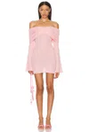 Ser.o.ya Xen Off-shoulder Ribbed Knit Mini Dress In Pink