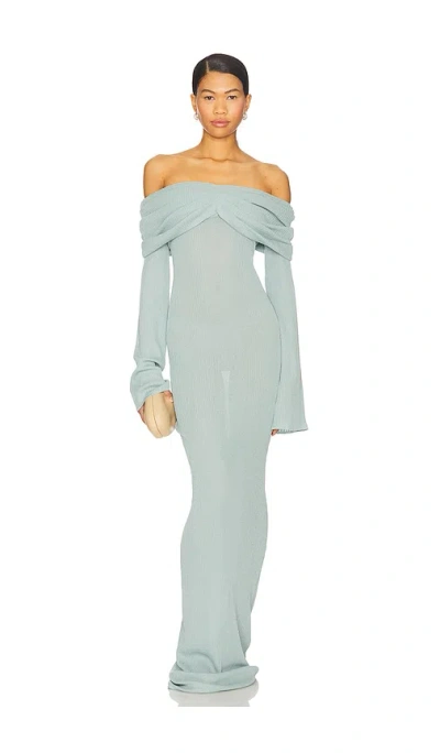 Ser.o.ya Xenia Knit Maxi Dress In Frosted Sea In Blue