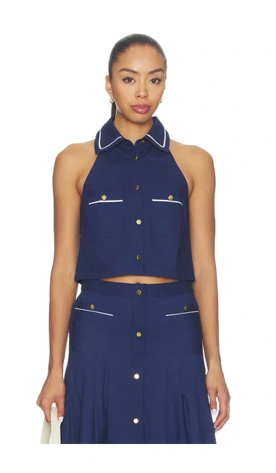 Ser.o.ya Yumi Poplin Top In Blue