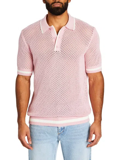 Ser.o.ya Zane Crochet Polo In Pink/white In Multi