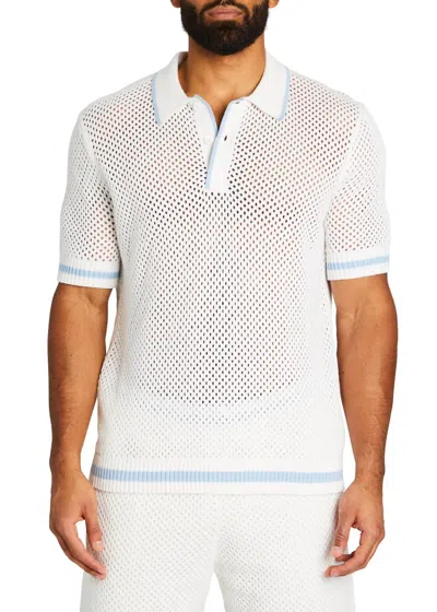 Ser.o.ya Zane Crochet Polo In White/blue