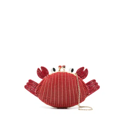 Serpui Ash Crab Chain Clutch Bag In Red
