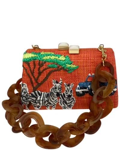 Serpui Candice Zebra Clutch In Orange