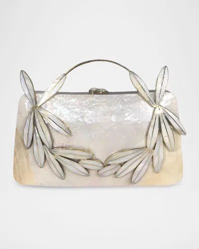 Serpui Charlotte Flower Mother-of-pearl Top-handle Bag In Kabibe