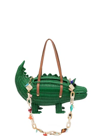 Serpui Crocodile-motif Tote Bag In Green