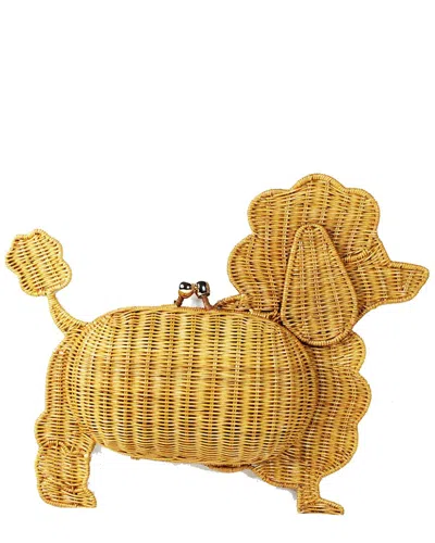 Serpui Diva Poodle Wicker Crossbody In Gold