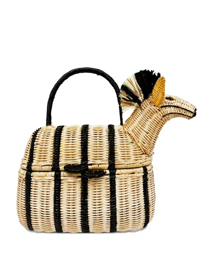 Serpui Edward Zebra Satchel Tote Bag In Neutral