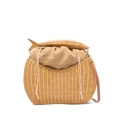 Serpui Fish Wicker Tote Bag In Neutral