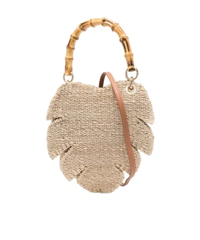 Serpui Handbag With Bamboo Handle In Nude