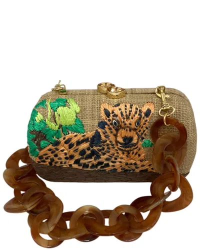Serpui Josephine Leopard Clutch In Brown