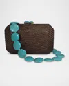 Serpui Leticia Bun Straw Clutch Bag In Brown