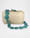 Serpui Leticia Bun Straw Clutch Bag In Sand