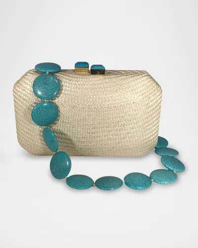 Serpui Leticia Bun Straw Clutch Bag In Sand