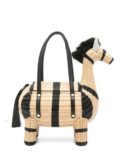 Serpui Lewis Zebra Striped Tote Bag In Neutral