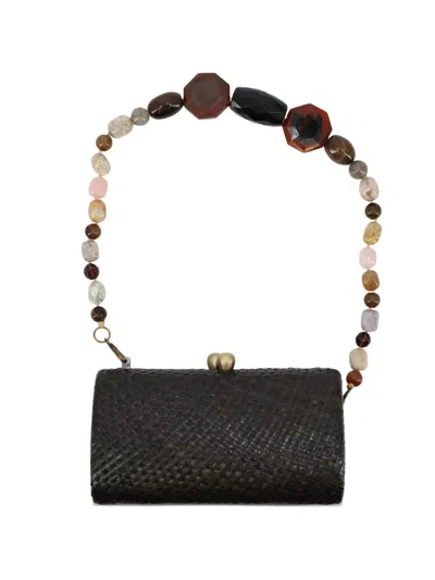 Serpui Liz Beaded-strap Clutch Bag In Black