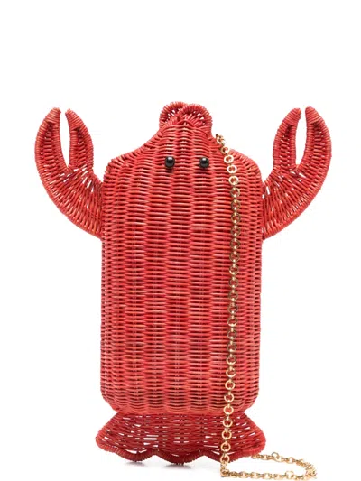Serpui Lobster Chain Clutch Bag In Red