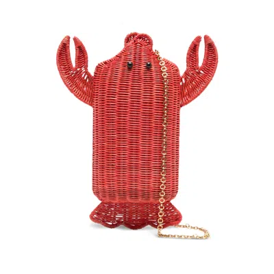 Serpui Lobster Chain Clutch Bag In Red