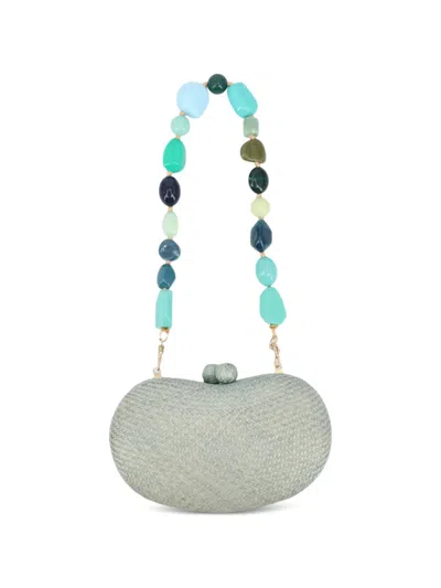 Serpui Lyra Beaded-strap Clutch Bag In Blue