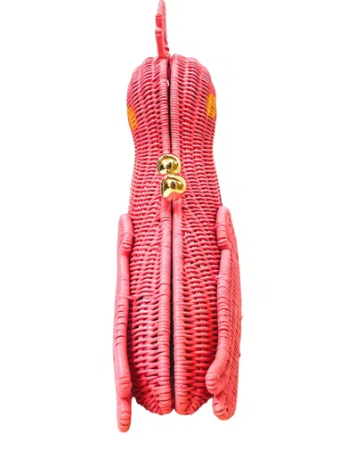 Serpui Magda Parrot Wicker Clutch In Pink