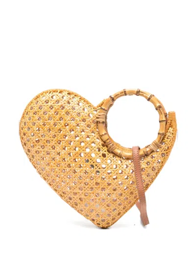 Serpui Marie Heart Tote Bag In Yellow