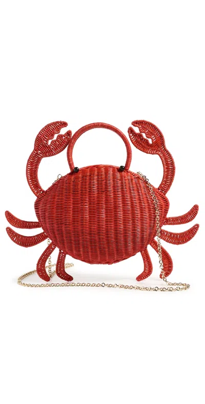 Serpui Matteo Crab Wicker Clutch Red