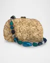 Serpui Mia Flowers Straw Shoulder Bag In Toast