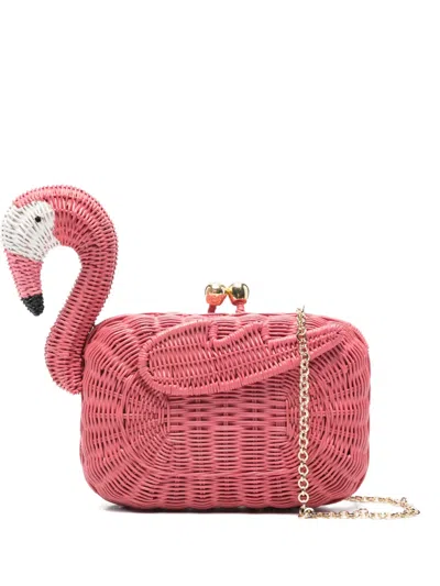 Serpui Nick Flamingo Clutch Bag In Pink