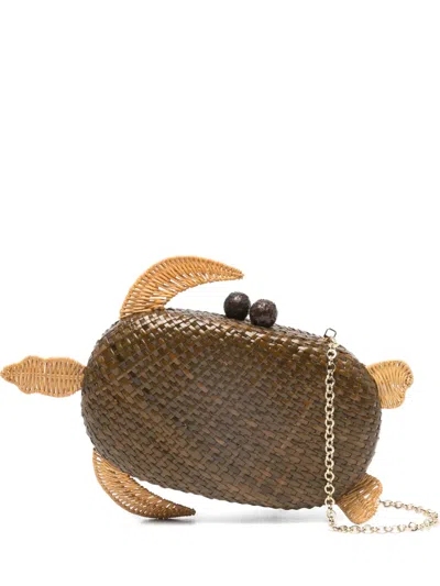 Serpui Olivine Turtle Mini Bag In Brown