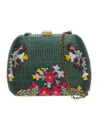 Pre-owned Serpui Raffia Crossbody Bag In Green