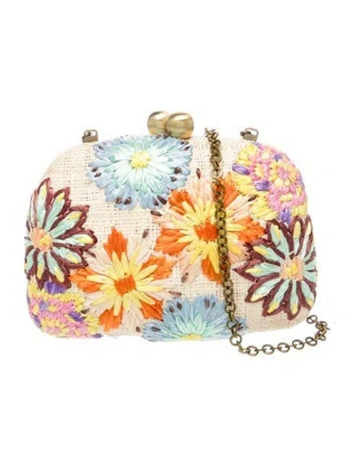 Pre-owned Serpui Raffia Minaudière In Neutral