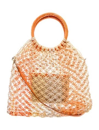Pre-owned Serpui Raffia Top Handle Bag In Neutral