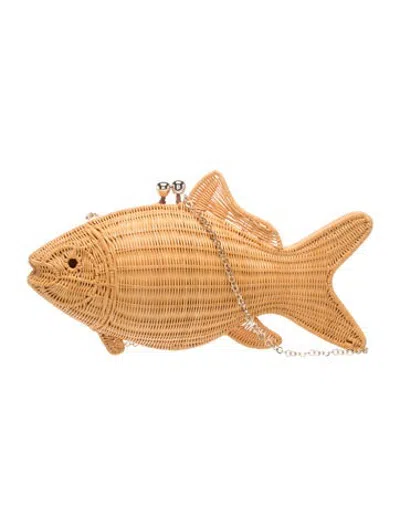 Pre-owned Serpui Rattan Crossbody Bag In Neutrals