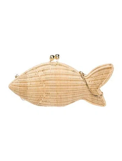 Pre-owned Serpui Rattan Minaudière In Neutral