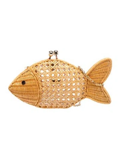 Pre-owned Serpui Rattan Minaudière In Neutral