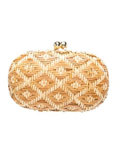 Pre-owned Serpui Straw Clutch In Neutrals