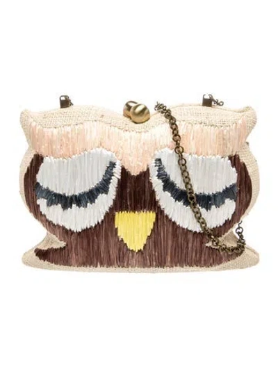 Pre-owned Serpui Straw Minaudière In Multi