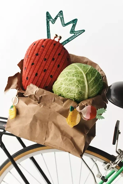 Serpui Strawberry Woven Clutch In Multi